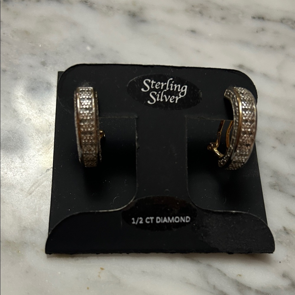 Victoria Townsend Sterling Silver gold plated 1/2 ct Diamond Earrings